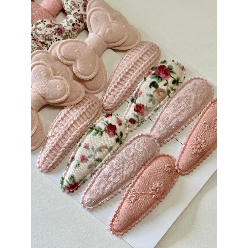 16 Pcs Baby Toddler Girl Fabric Hair Clips Set Vintage Floral Bow Snap Barrettes